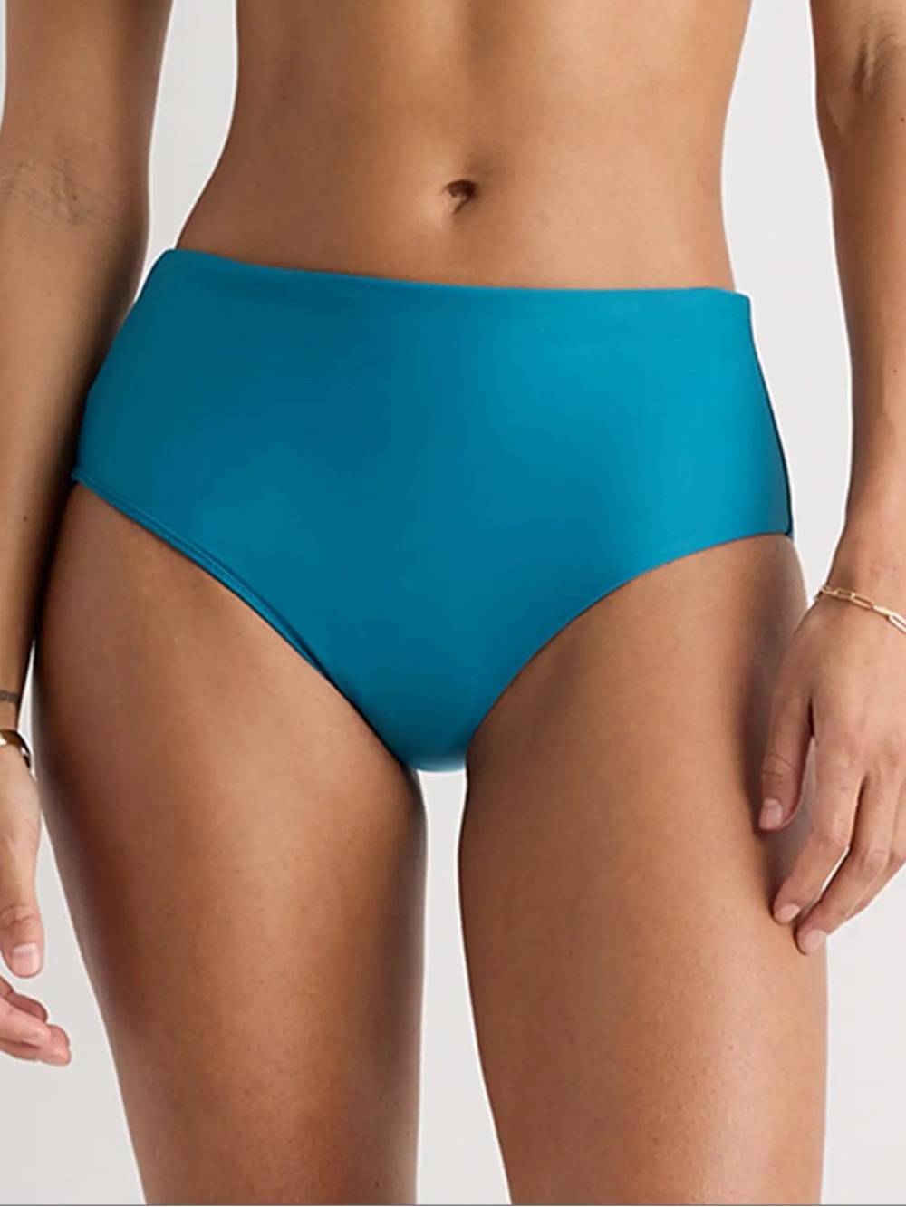 Quince Italian High-Rise Bikini Bottom Size XS Lagoon Teal Blue NWT